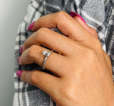 Emerald Cut Natural Diamond Solitaire Engagement Ring with Millgrain (GIA Certified)