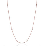 Rose Gold Diamond by the Yard Round-Cut Bezel Necklace