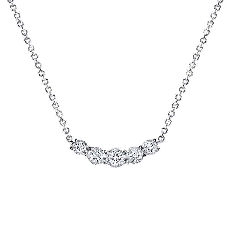 5 Stone Natural Diamond Pendant Necklace