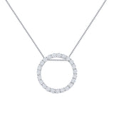 White Gold Diamond Circle Pendant Necklace