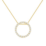 Gold Diamond Circle Pendant Necklace