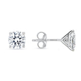 Diamond Stud Earrings -  4 Prong Push Back Martini Setting