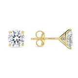 Diamond Stud Earrings -  4 Prong Push Back Martini Setting