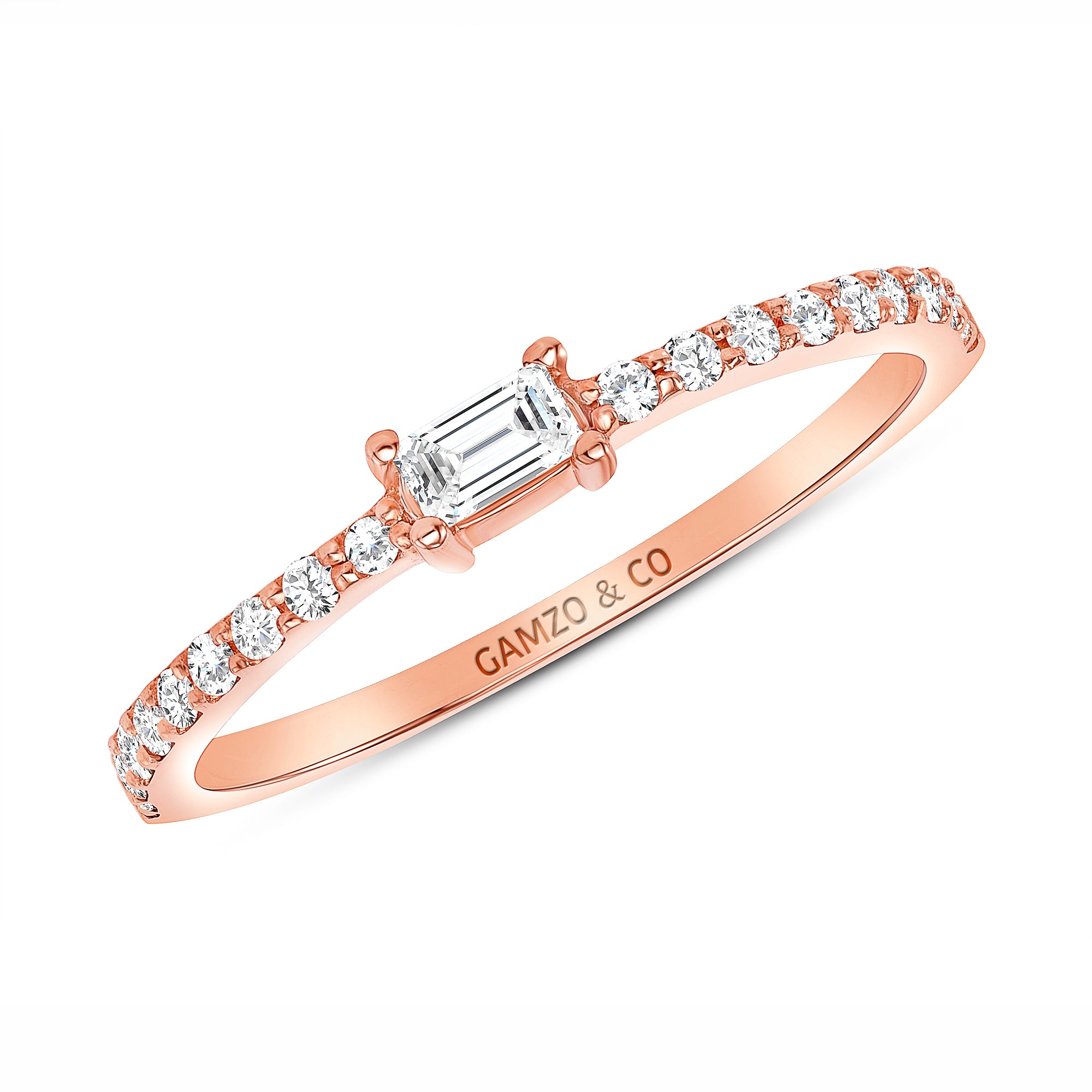Emerald Diamond Center Stone Diamond Band