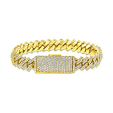 14k Yellow Gold Natural Diamond Cuban Bracelet