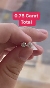 Diamond Stud Earrings -  4 Prong Push Back Martini Setting