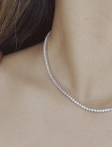 Diamond Tennis Necklace - Three Prong
