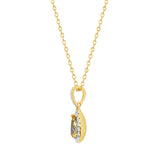 Pear Shaped Diamond Halo Pendant, 14k Gold