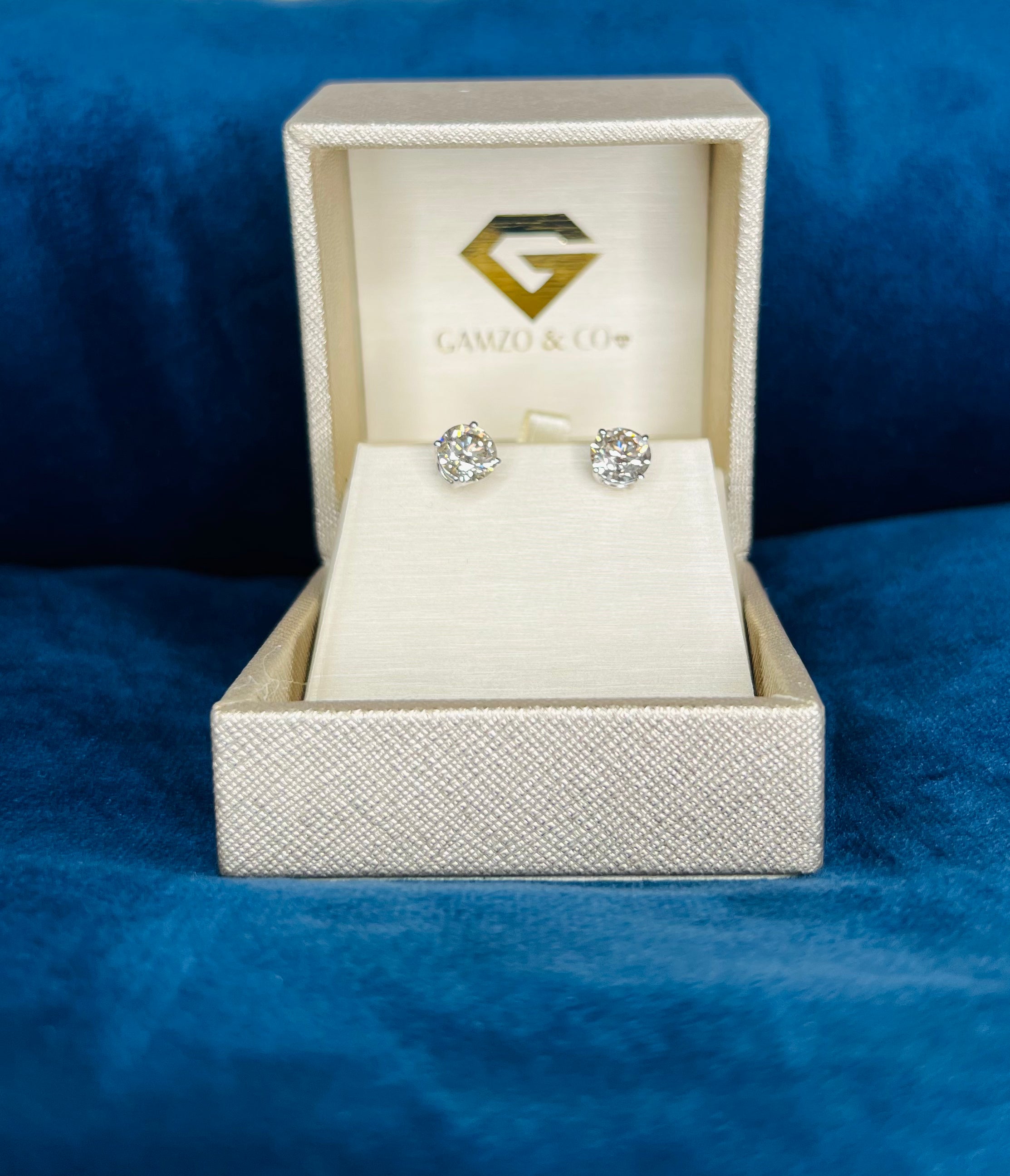 Round Cut Diamond Stud Earrings - 4 Prong Push Back