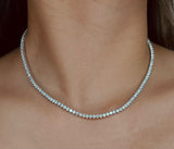 Diamond Tennis Necklace - Three Prong