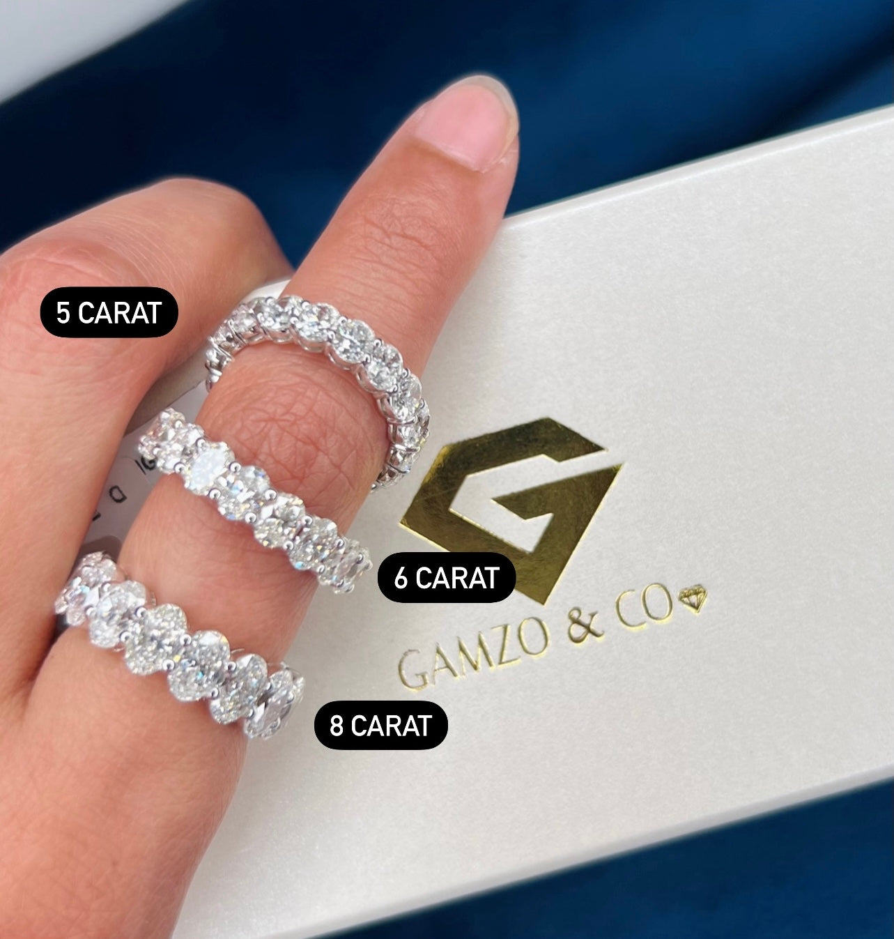 Oval Cut Natural Diamond Eternity Band. 5 Carat, 6 Carat, 8 Carat