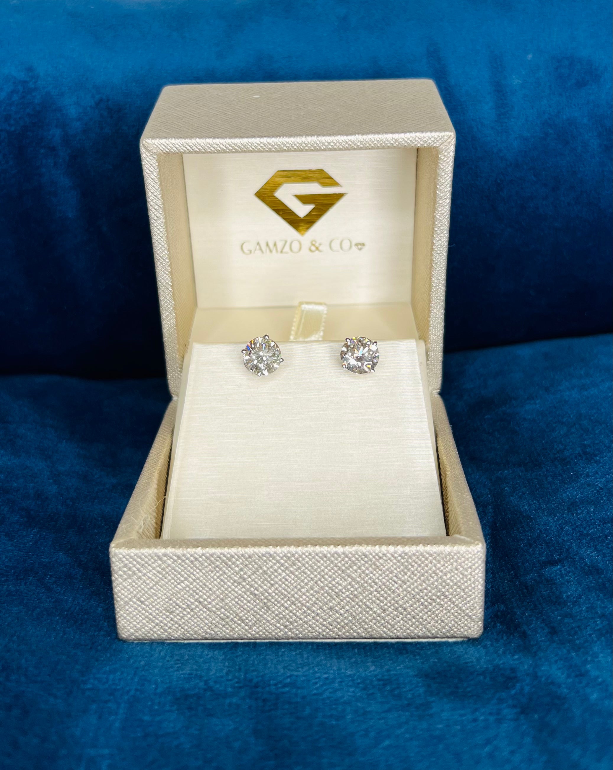 Round Cut Diamond Stud Earrings - 4 Prong Push Back