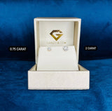 Diamond Stud Earrings -  4 Prong Push Back Martini Setting
