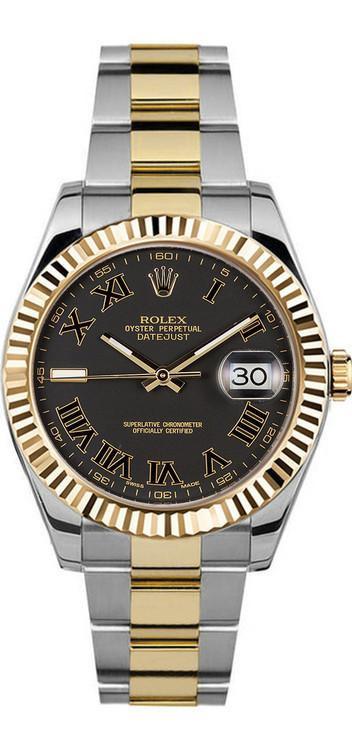 Rolex Datejust II Two-tone 41mm Matte Black Roman Dial - 116333 - 2011