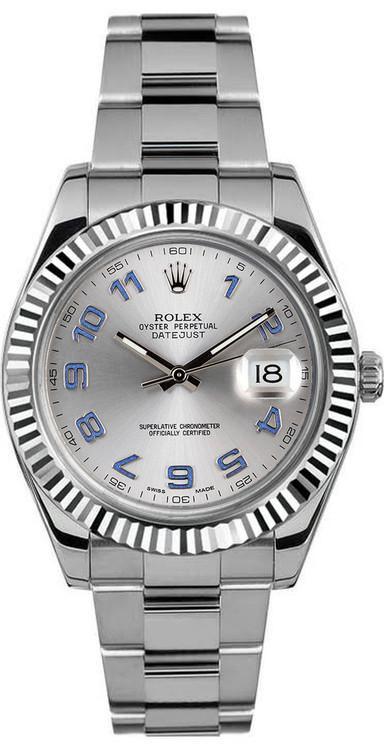 Rolex Datejust II Stainless Steel 41mm Silver Blue Arabic Dial - 116334