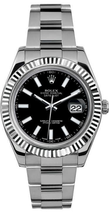 Rolex Datejust II Stainless Steel 41mm Black Index Dial - 116334