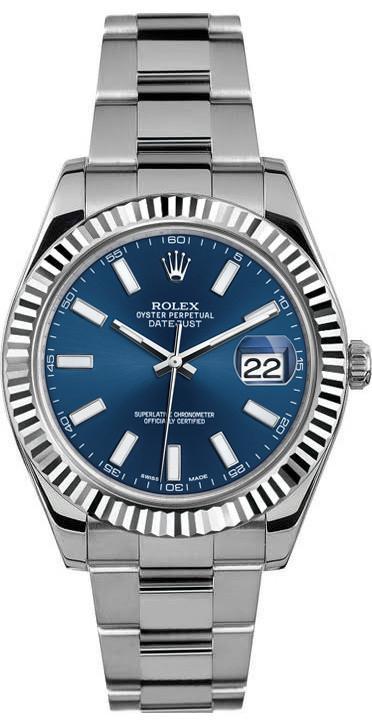 Rolex Datejust II Stainless Steel 41mm Blue Index Dial - 116334