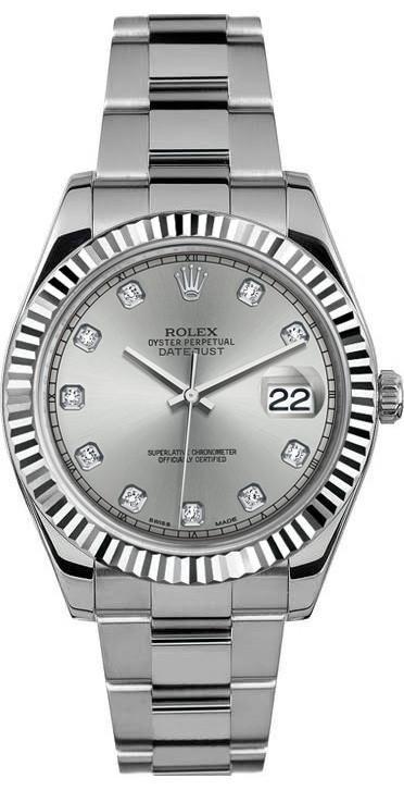 Rolex Datejust II Stainless Steel 41mm Silver Diamond Dial - 116334