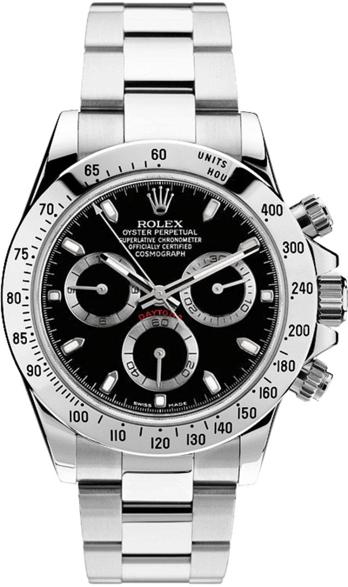 Rolex 40mm Daytona Stainless Steel Black Dial - 116520