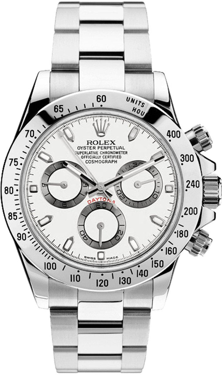 Rolex 40mm Daytona Stainless Steel White Dial - 116520 With Card