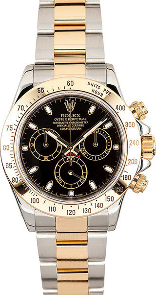 Rolex Cosmograph Daytona 40mm Two-Tone Yellow Gold Black Dial - 116523 - Pre-Owned