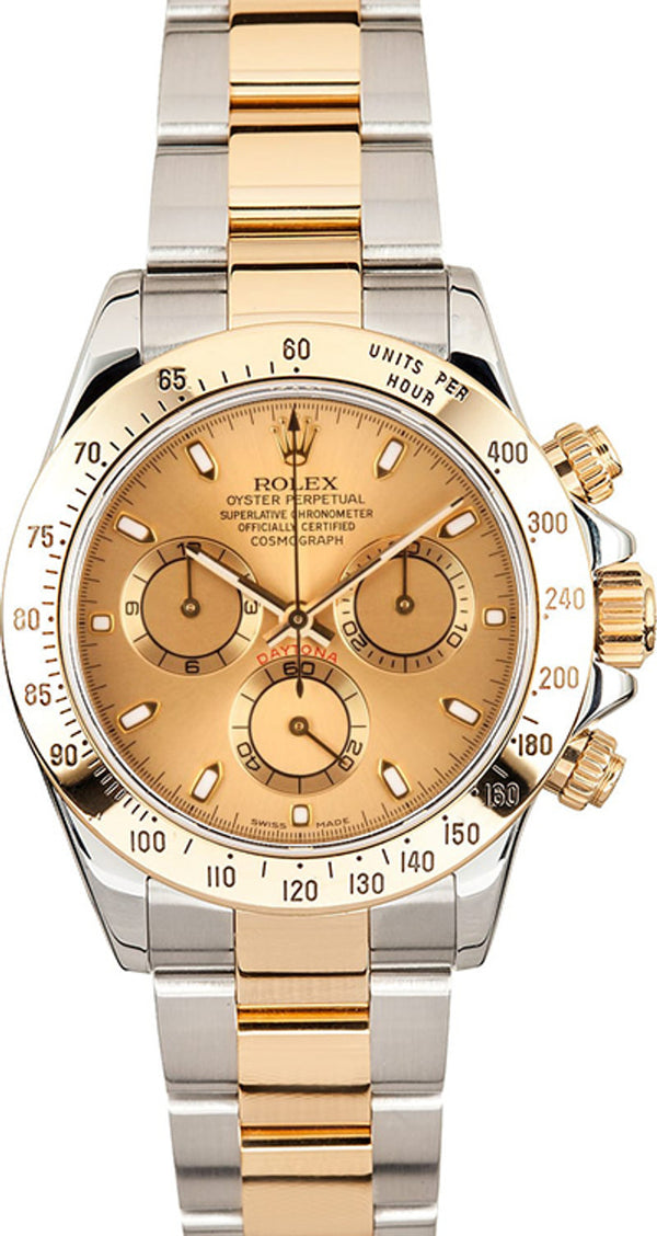 Rolex Cosmograph Daytona 40mm Two-Tone Yellow Gold Champagne Dial - 116523 - Pre-Owned