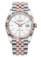 Rolex Datejust 36mm Two-Tone Everose Gold Fluted Bezel White Stick Dial Jubilee - 126231 - New 2024