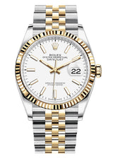 Rolex Datejust 36mm Two-Tone Yellow Gold Fluted Bezel White Index Dial Jubilee - 126233 - Brand New 2024