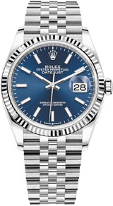 Rolex Datejust 36mm Fluted Bezel Blue Index Dial Jubilee - 126234 - Brand New 2024