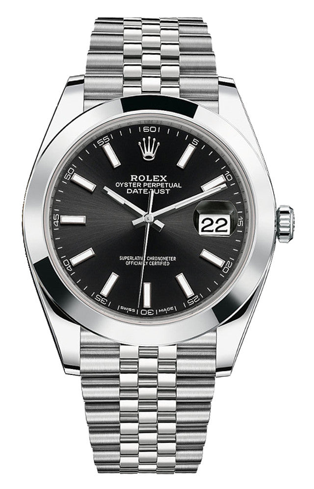 Rolex Datejust Stainless Steel Jubilee 41mm Smooth Bezel Black Index Dial- 126300 - New 2023