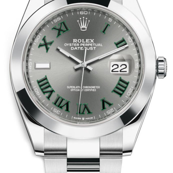 Rolex Datejust 41mm Smooth Bezel Wimbledon Dial Oyster 126300 Ne Gamzo Co