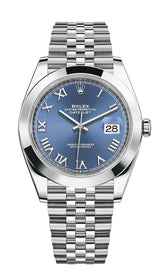 Rolex Datejust Stainless Steel Jubilee 41mm Smooth Bezel Blue Roman Dial- 126300 - New 2023