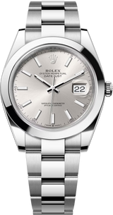 Rolex Datejust 41mm Smooth Bezel Silver Index Dial Oyster - 126300 - New 2024