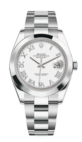 Rolex Datejust Stainless Steel Oyster 41mm Smooth Bezel White Roman Dial- 126300 - New 2023
