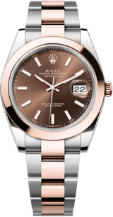 Rolex Datejust 41mm Two-Tone Everose Gold Smooth Bezel Chocolate Index Dial Oyster - 126301 - Brand New 2024