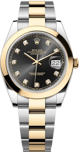 Rolex Datejust Two-Tone Yellow Gold Smooth Bezel Black Diamond Dial Oyster - 126303 - New 2025