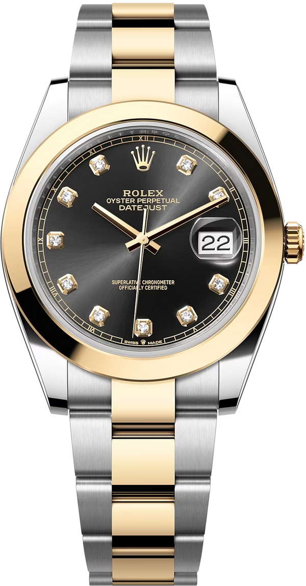 Rolex Datejust Two-Tone Yellow Gold Smooth Bezel Black Diamond Dial Oyster - 126303 - New 2025