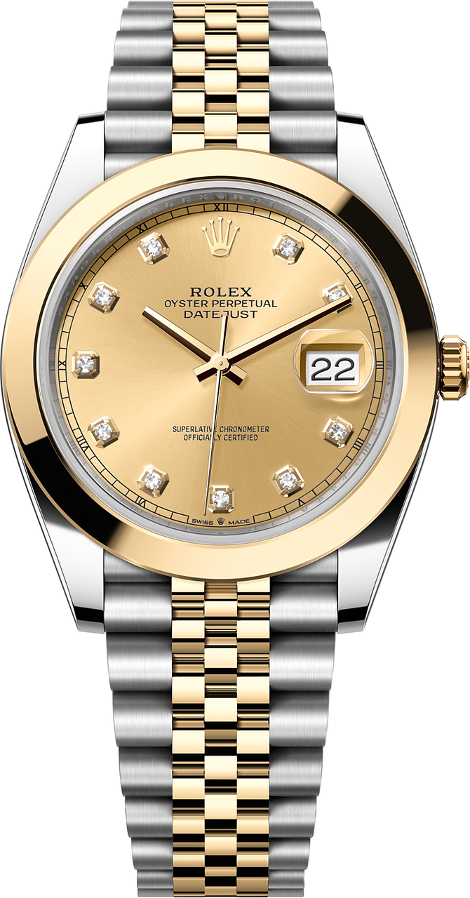 Rolex Datejust Two-Tone Yellow Gold Smooth Bezel Champagne Diamond Dial Jubilee - 126303 - New 2025