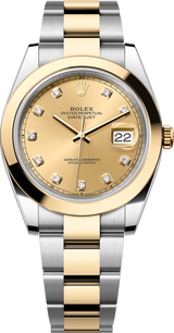 Rolex Datejust Two-Tone Yellow Gold Smooth Bezel Champagne Diamond Dial Oyster - 126303 - New 2025