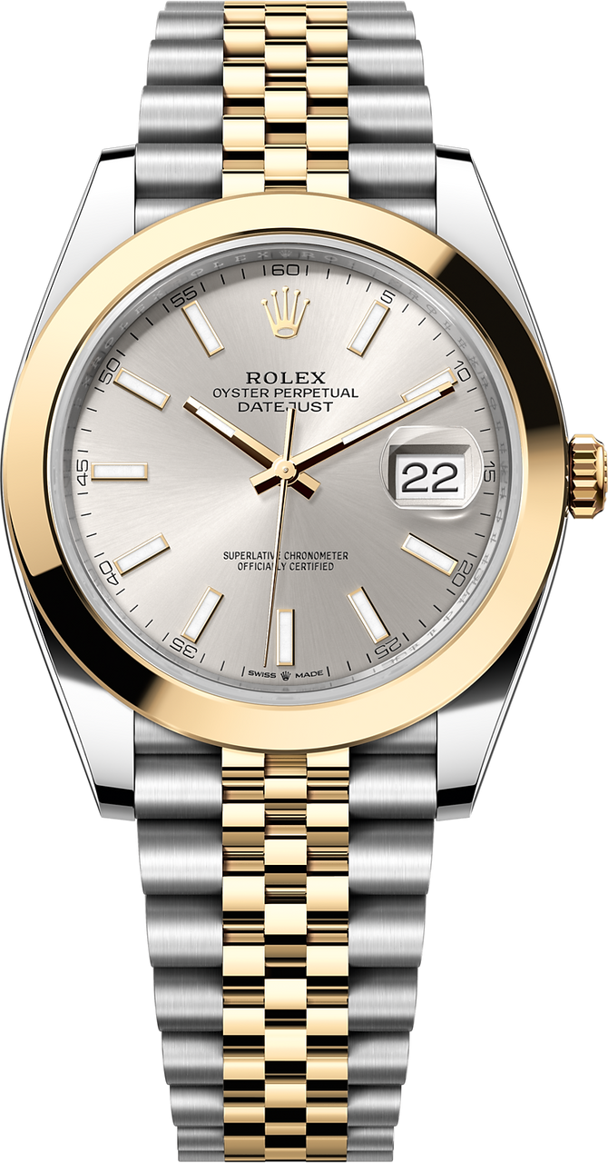 Rolex Datejust Two-Tone Yellow Gold Smooth Bezel Silver Index Dial Jubilee - 126303 - New 2025