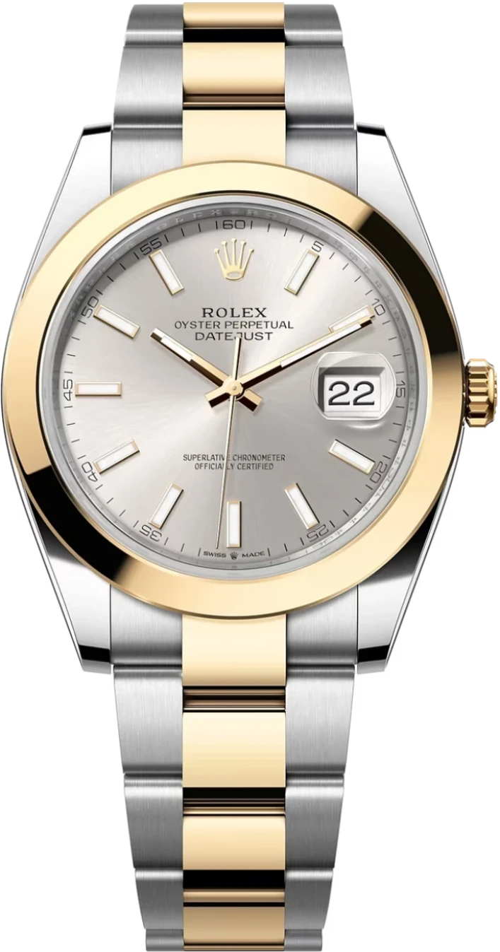 Rolex Datejust Two-Tone Yellow Gold Smooth Bezel Silver Index Dial - 126303 - New 2025