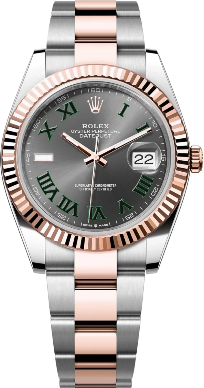 Rolex Datejust 41mm Two-Tone Everose Gold Fluted Bezel "Wimbledon" Dial Oyster - 126331 - Brand New 2024