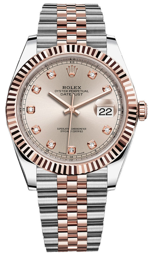 Rolex Datejust Everose Gold and Stainless Steel Sundust and Diamonds Dial 41mm Jubilee - 126331 - New 2023