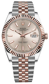 Rolex Datejust 41mm Two-Tone Everose Gold Fluted Bezel Sundust Index Dial Jubilee - 126331 - Brand New 2024