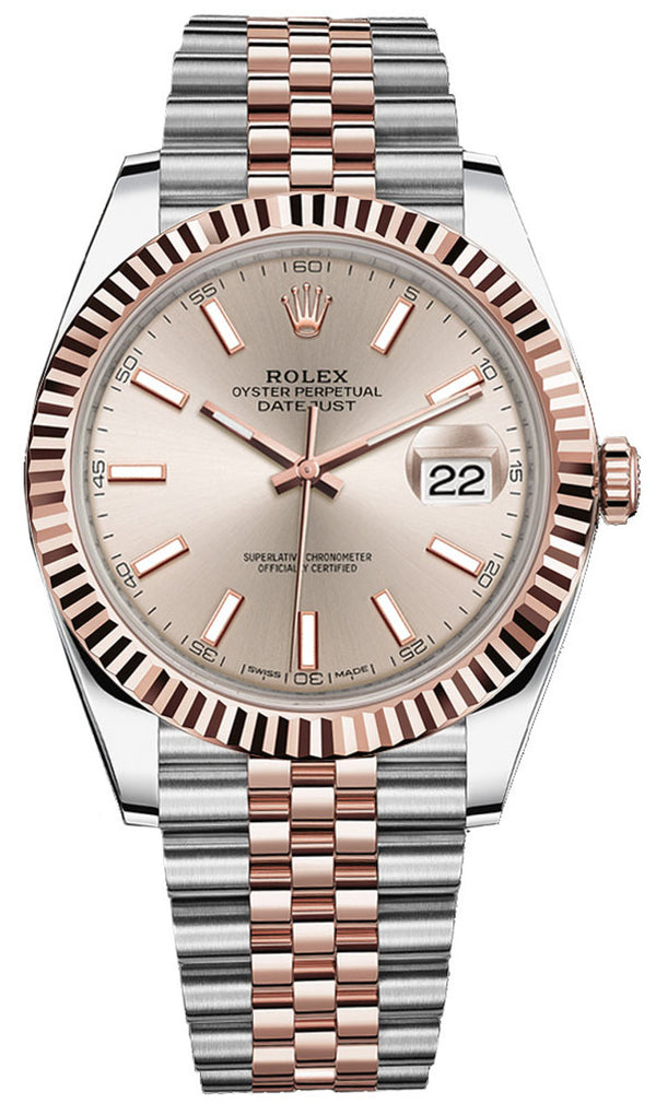 Rolex Datejust Everose Gold and Stainless Steel Sundust Stick Dial 41mm Jubilee - 126331 - New 2023