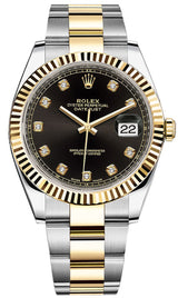 Rolex Datejust Yellow and Stainless Steel Black Diamond Dial 41mm - 126333 - New 2023