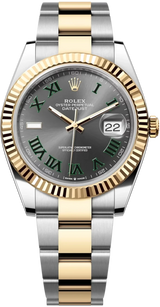 Rolex Datejust 41mm Two-Tone Yellow Gold Fluted Bezel "Wimbledon" Dial Oyster - 126333 - Brand New 2024