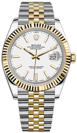 Rolex Datejust Two-Tone Yellow Gold Fluted Bezel White Index Dial Jubilee - 126333 - Brand New 2023