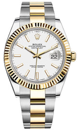 Rolex Datejust Two-Tone Yellow Gold Fluted Bezel White Index Dial Oyster - 126333 - Brand New 2023