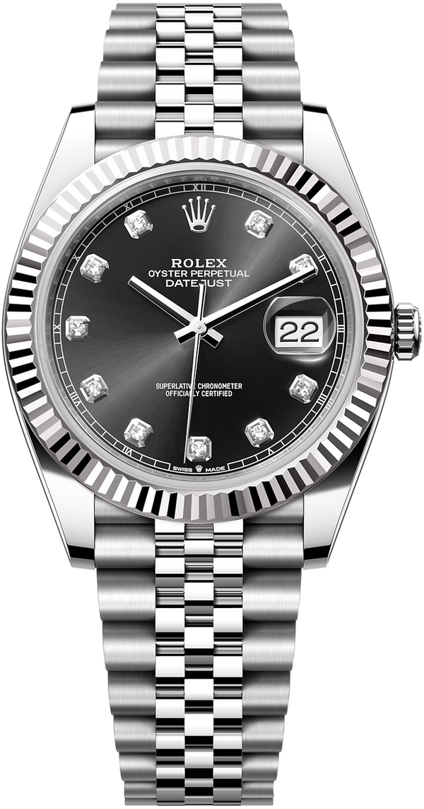 Rolex Datejust 41mm Fluted Bezel Black Diamond Dial Jubilee - 126334 - New 2025